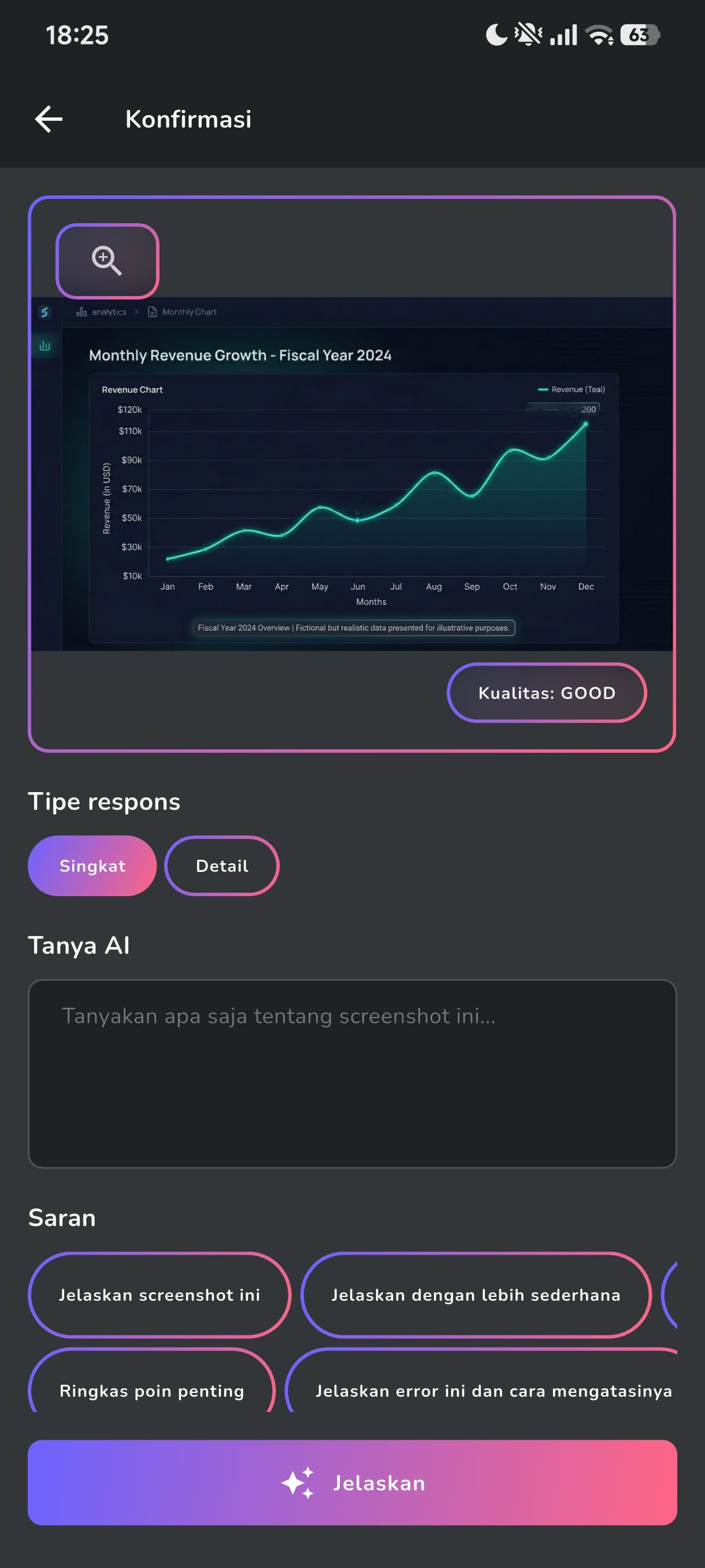 AI SnapExplain confirmation image screen