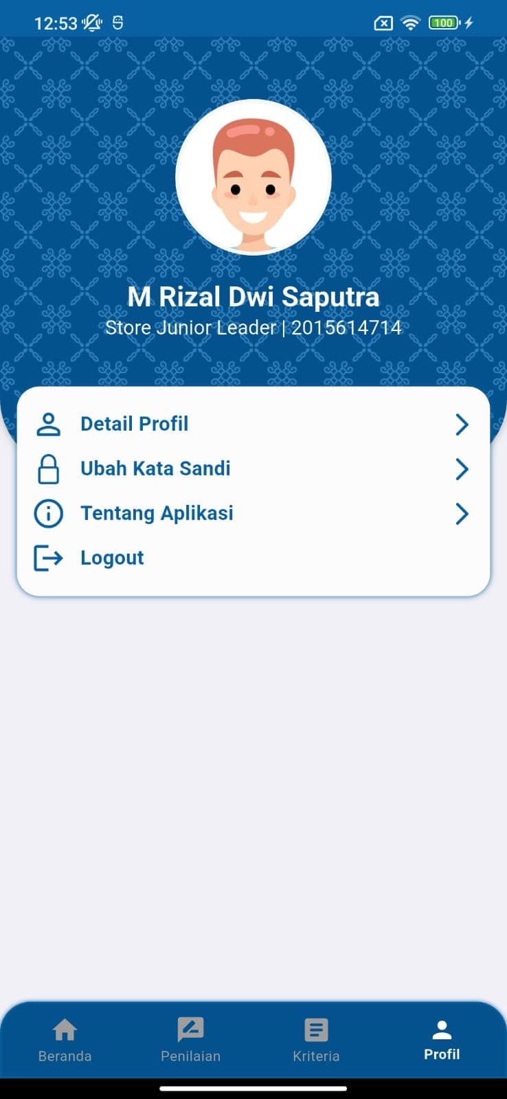 e-Kinerja Mobile profile screen