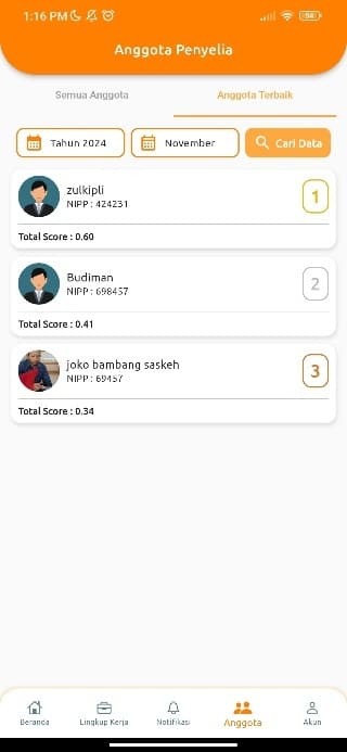 Rapor ASP KAI penyelia member rank screen