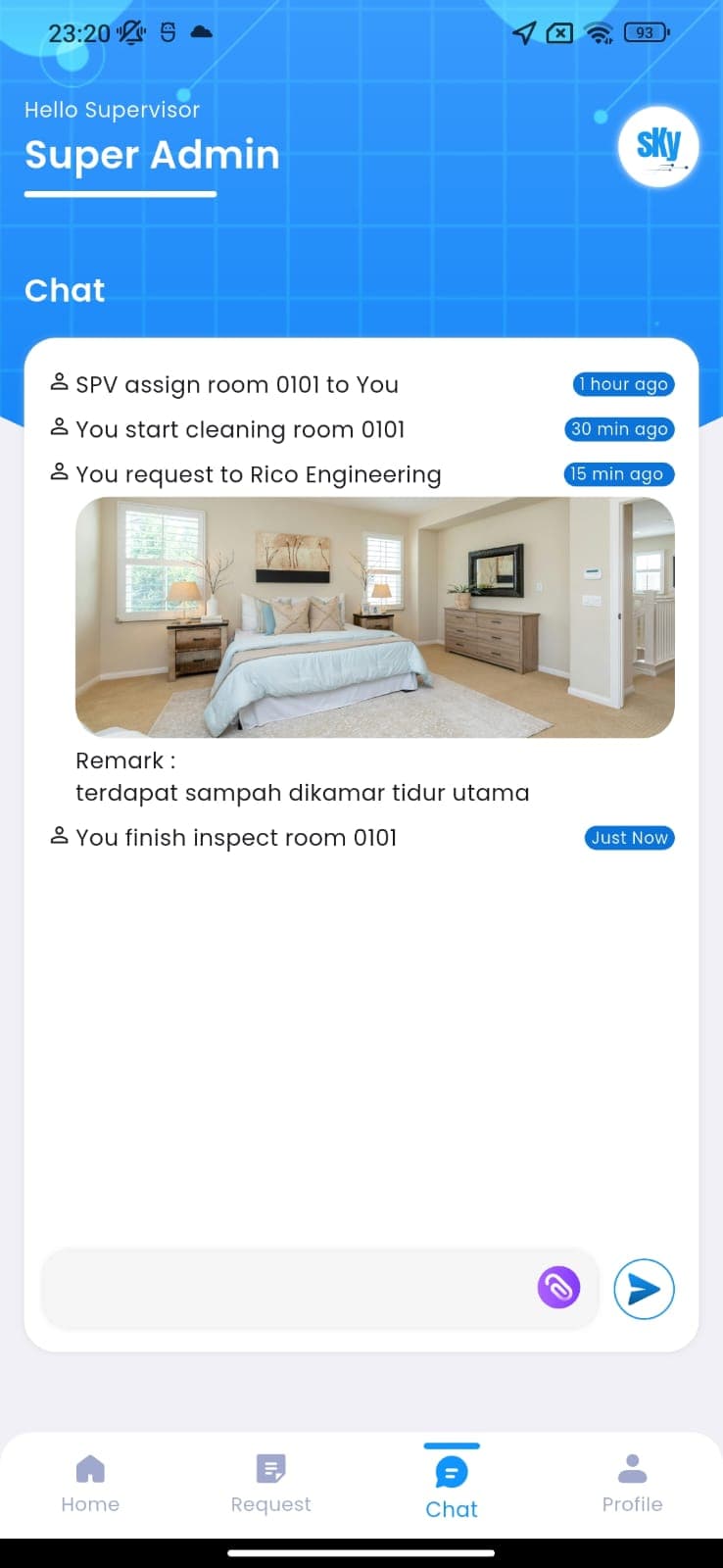 SIL Housekeeper Mobile chat screen