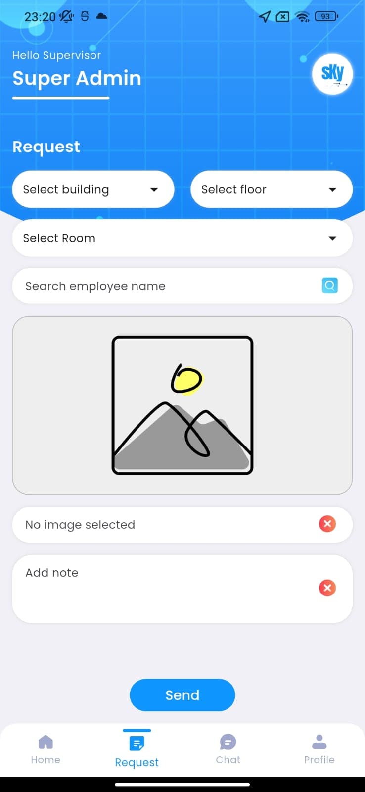 SIL Housekeeper Mobile request screen