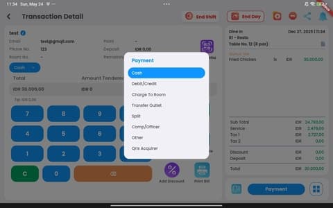 SIL POS Mobile transaction payment screen