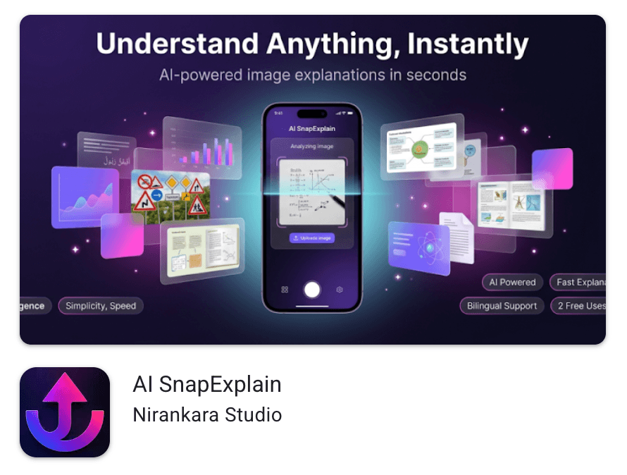 AI SnapExplain Play Store listing preview