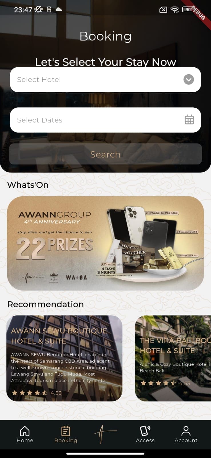 AWANNGROUP Mobile booking screen