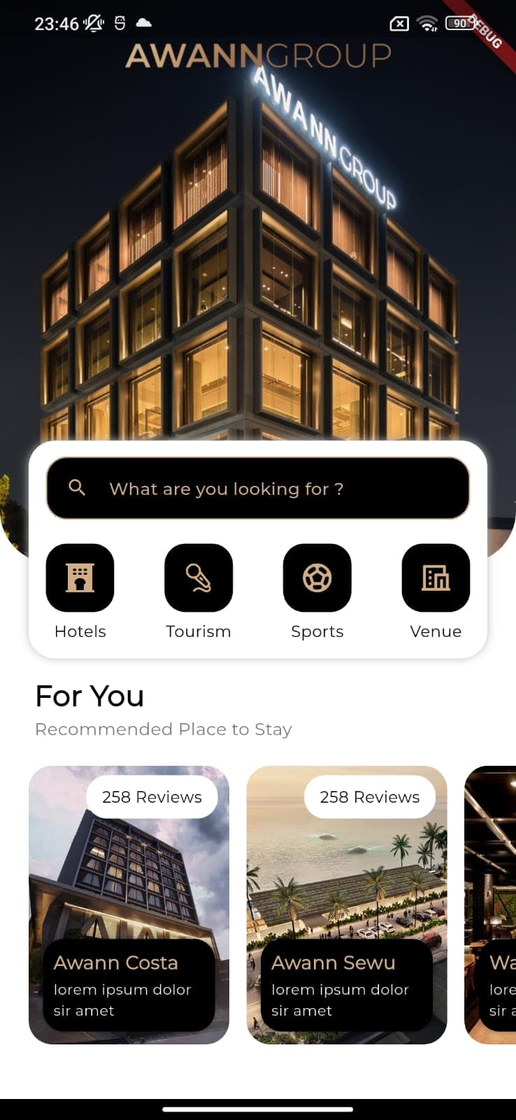AWANNGROUP Mobile dashboard screen