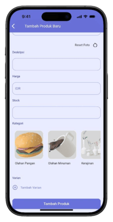 e-Gayams Mitra add product category screen