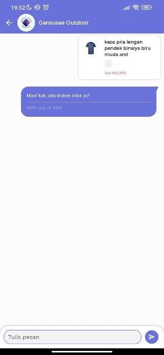 e-Gayams Mobile chat conversation screen
