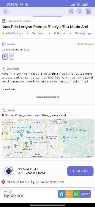 e-Gayams Mobile product detail map section screen