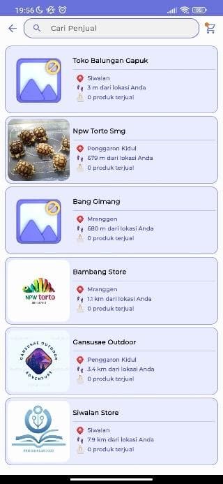 e-Gayams Mobile search seller screen